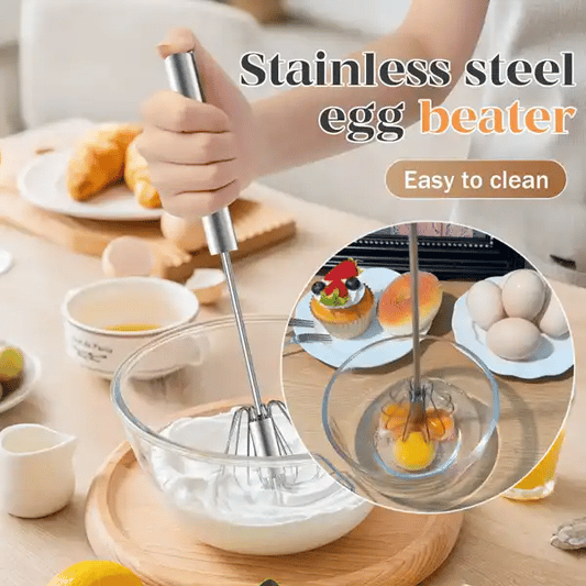 🥚SUMMER SALE 49% OFF☕Stainless Steel Hand-Push Rotary Whisk, Food-Grade Rust-Resistant Kitchen Utensil with Sturdy Riveted Construction.