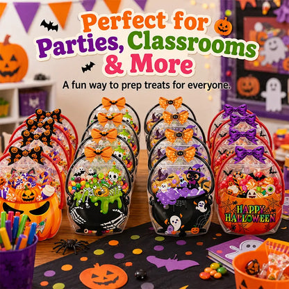 🔥 [BUY 25 GET 25 FREE] Cute & Spooky Stand-Up Resealable Halloween Treat Bags (With Carry Handle) 🍬🎃