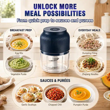 💕Hot sale 49% OFF⚡ Mini Electric Food Shredder – Portable USB Meat Grinder & Garlic Chopper
