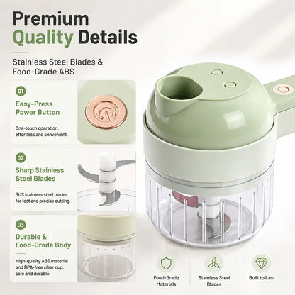 🔥 [BUY 2 GET 1 FREE] 5-in-1 Handheld Electric Vegetable Cutter & Garlic Mincer Set ⚡🥦 (JG)