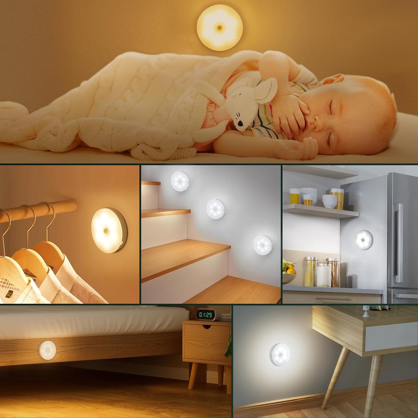 ⭐2-in-1 Stick-On Night Light (Motion + Steady Glow)