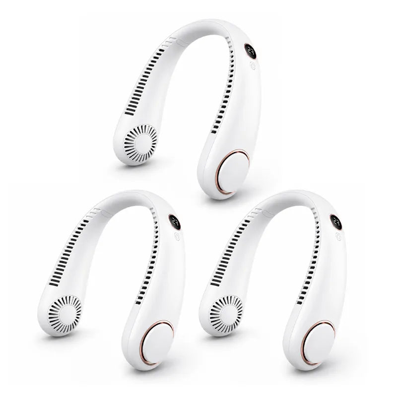 BVJ®Portable Neck Fan, Bladeless Wearable Personal Fan, Hands-Free Cooling for Outdoor & Office