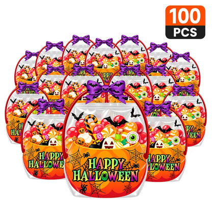 🔥 [BUY 25 GET 25 FREE] Cute & Spooky Stand-Up Resealable Halloween Treat Bags (With Carry Handle) 🍬🎃