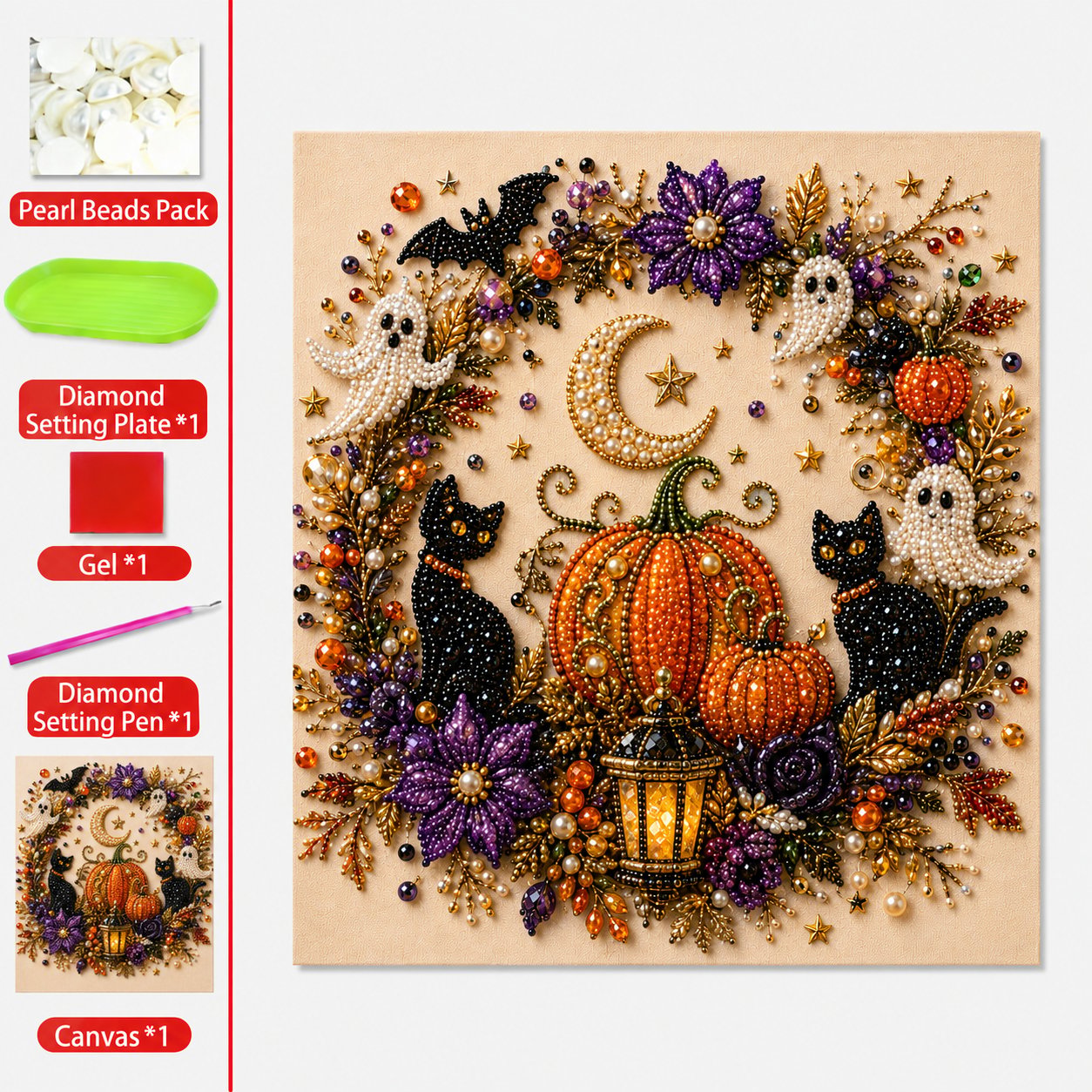 🔥Last Day 50% OFF - 👻✨Halloween Ghost Pearl Art DIY Kit
