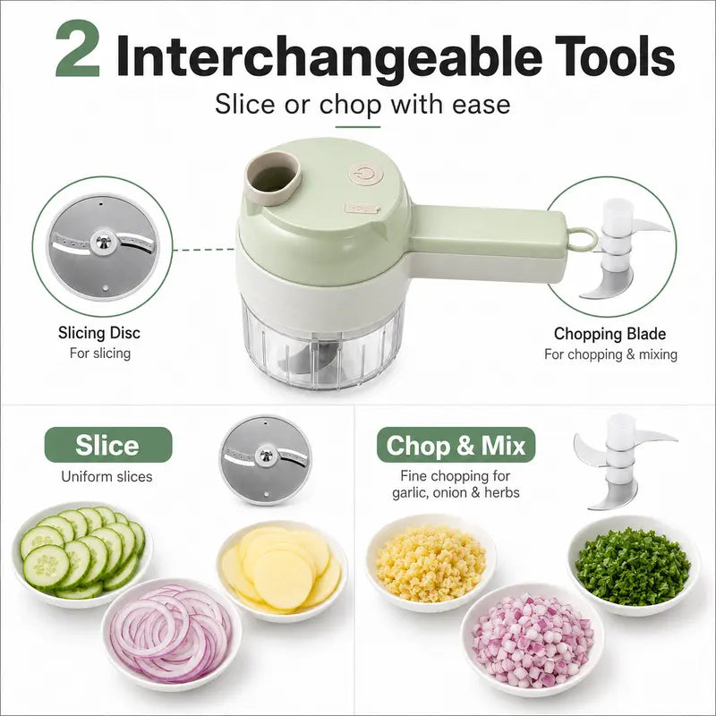 4-in-1 Handheld Electric Vegetable Cutter - 4 Sets | Ultimate Family & Gift Pack (Save 62%) — $89.95 (Only $22.49/ea) 👑 [Best Value]