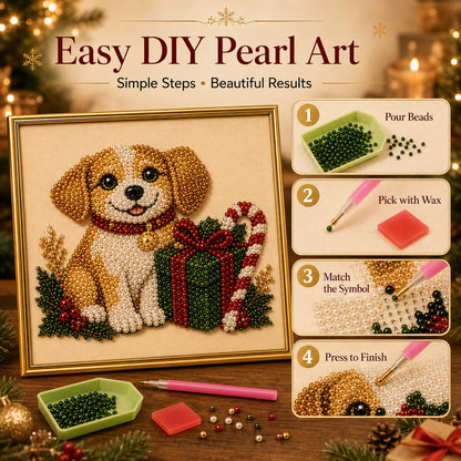 🎄LAST DAY 50% OFF – DIY Christmas Festive Pet Pearl Diamond Painting Art Kit With Frame