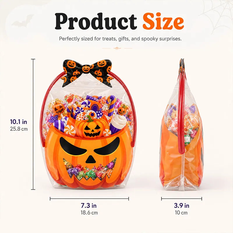 🔥 [BUY 25 GET 25 FREE] Cute & Spooky Stand-Up Resealable Halloween Treat Bags (With Carry Handle) 🍬🎃
