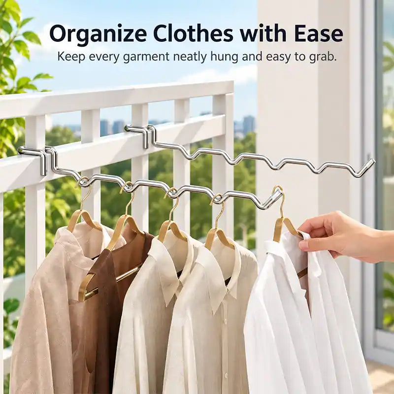 🔥[BOGO FREE Today Only] Stainless Steel Instant Hanging Drying Rack — Tool-Free Balcony Space Saver ✨
