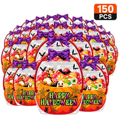 🔥 [BUY 25 GET 25 FREE] Cute & Spooky Stand-Up Resealable Halloween Treat Bags (With Carry Handle) 🍬🎃