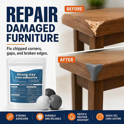 Steel Reinforced Epoxy Repair Putty (100g Kit + Scraper & Gloves) — Heavy-Duty Metal, Wood & Concrete Fix 🧱✨ (JG)