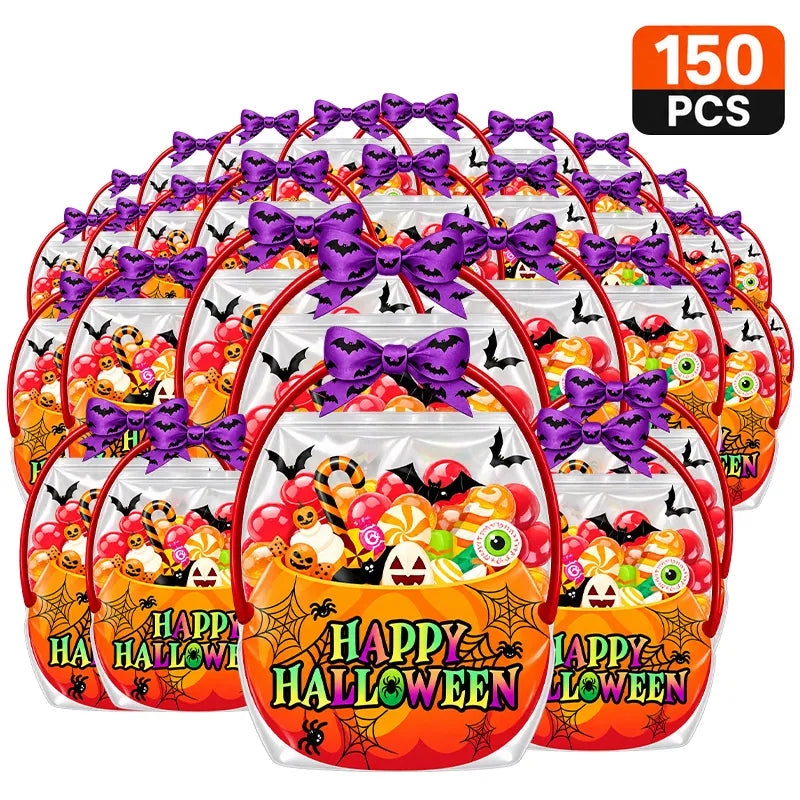 🔥 [BUY 25 GET 25 FREE] Cute & Spooky Stand-Up Resealable Halloween Treat Bags (With Carry Handle) 🍬🎃 (JG)