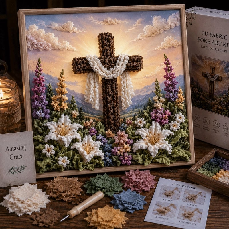 ✝️🔥Last Day 49% OFF✨ 3D Christian Fabric Poke Art Kit