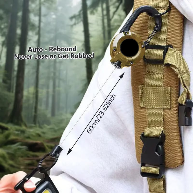 MAVONIQUECOSH®🔑Retractable Carabiner Keychain – 65cm steel lanyard, 100,000 pull cycles. Lightweight & sturdy.