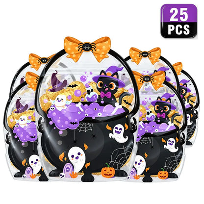 🔥 [BUY 25 GET 25 FREE] Cute & Spooky Stand-Up Resealable Halloween Treat Bags (With Carry Handle) 🍬🎃
