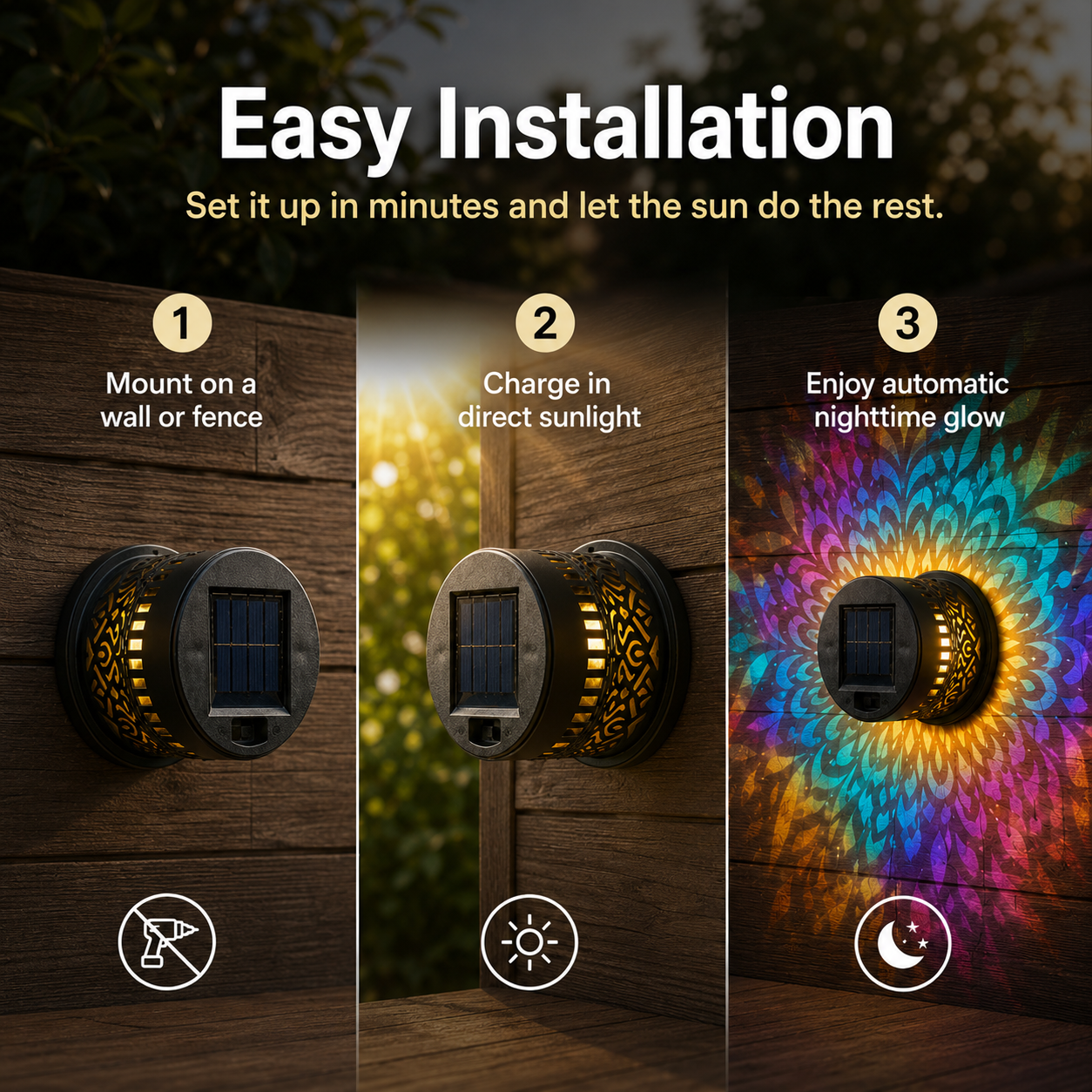 Mandala Solar Wall Lamp – Magical Patio Night Ambience