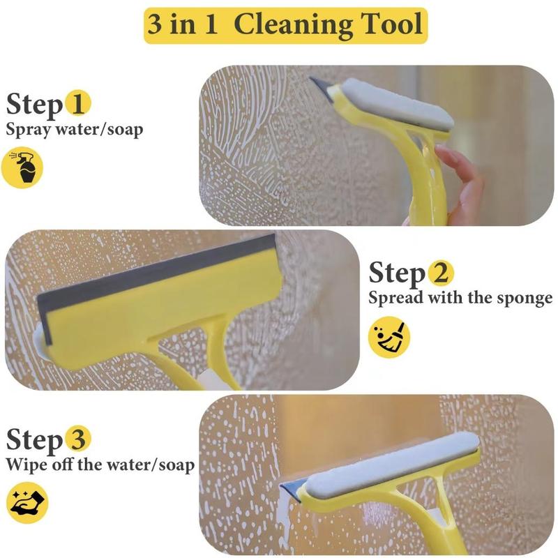3-in-1 Window Cleaner: Spray + Scrub + Squeegee for Home & Car✨🔥