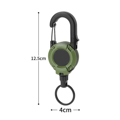⭐🔑Retractable Carabiner Keychain – 65cm steel lanyard, 100,000 pull cycles. Lightweight & sturdy.