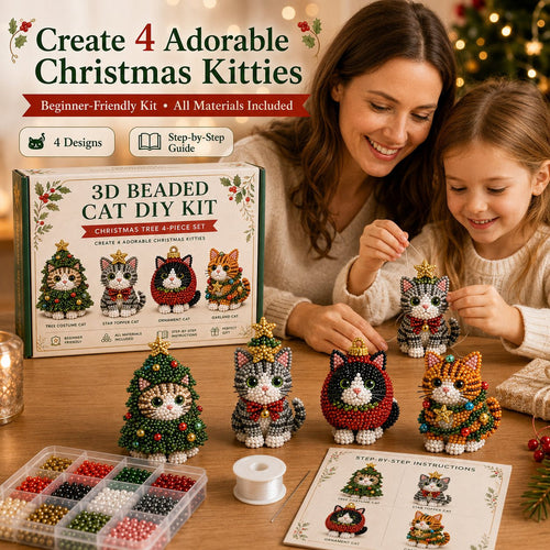 🐱🎄 Premium 3D Beaded Christmas Cats DIY Kit ✨