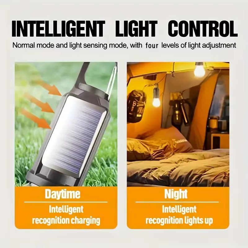 3-in-1 Solar Camping Lantern: Dual Charging, 3 Lighting Modes & Multi-Way Hook💡