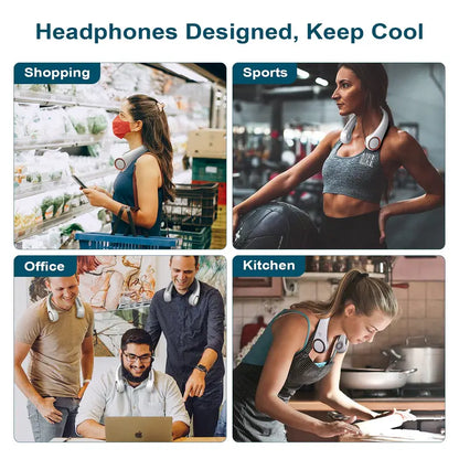 BVJ®®Portable Neck Fan, Bladeless Wearable Personal Fan, Hands-Free Cooling for Outdoor & Office