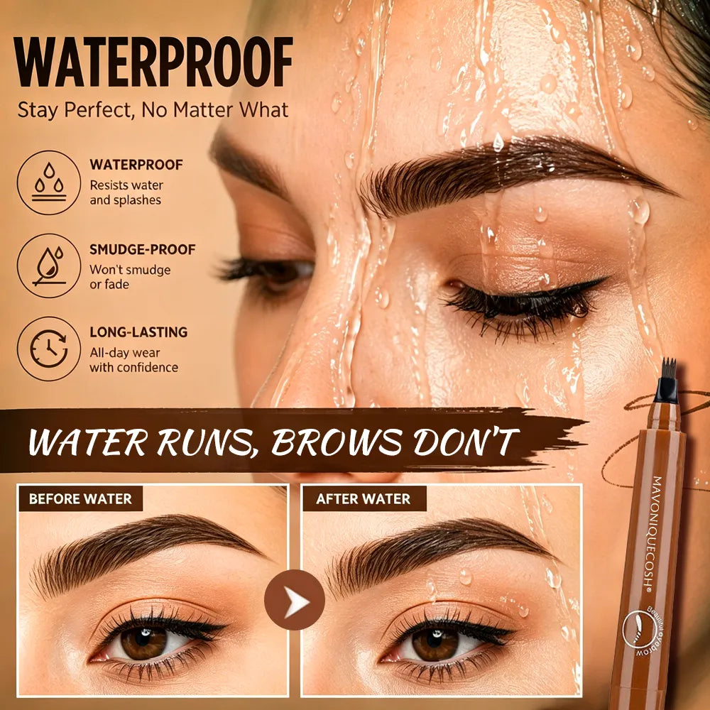 Mavoniquecosh®Instant Microblade-Effect Pen: 24H Waterproof 4-Tip Brows & Beard Filler