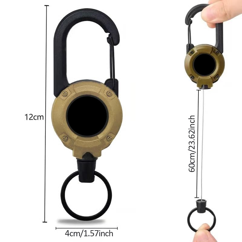 MAVONIQUECOSH®🔑Retractable Carabiner Keychain – 65cm steel lanyard, 100,000 pull cycles. Lightweight & sturdy.